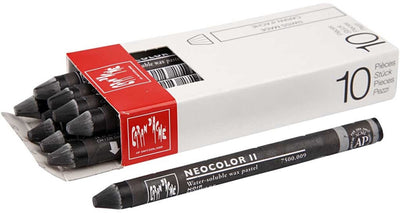 Caran Dache Caran d'Ache Neocolor II, L: 10 cm, Stärke 8,5 mm, Schwarz (009), 10 Stück 1 Box