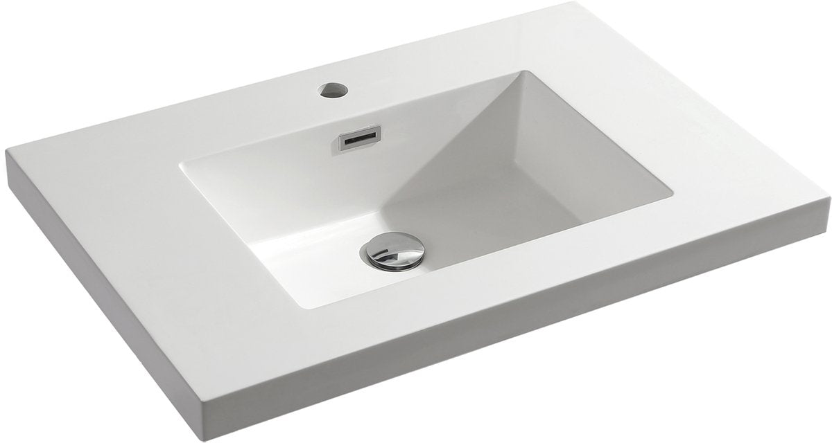 Differnz Möbelwaschtisch Reno Rechteck 75x50x5cm Polybeton weiß 1 Hahnloch Überlauf