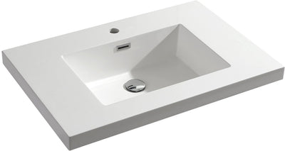 Differnz Möbelwaschtisch Reno Rechteck 75x50x5cm Polybeton weiß 1 Hahnloch Überlauf