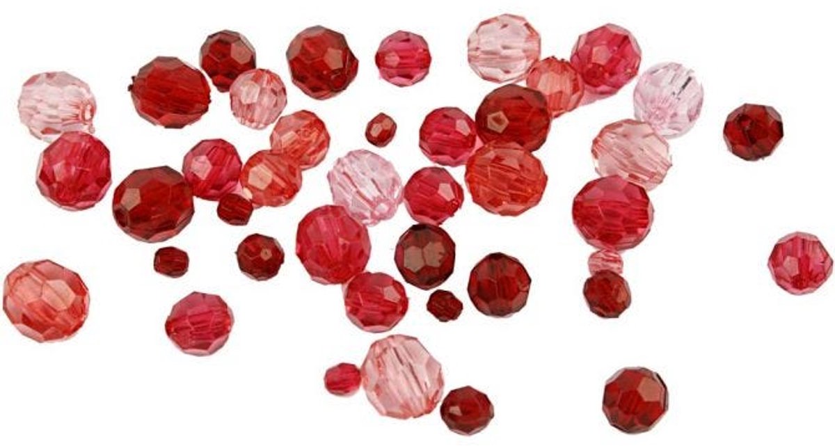 Creativ Company Facettenperlen mischen rote Harmonie, 45 Gramm