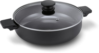 Brabantia Vanta Bratpfanne mit Deckel – ø 28 cm – Schmorpfanne – Keramik-Antihaftbeschichtung, titanverstärkt – induktionsgeeignet – 100 % PFAS-frei – Schwarz