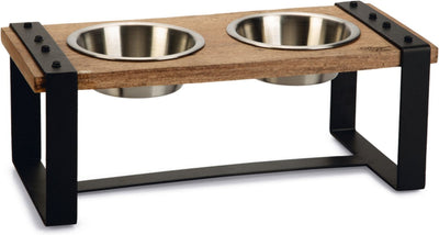 Designed by Lotte Karinto Hundefutternapf – Tafelservice – Hundefutternapf Trinknapf – Holz Metall – 2x650ml – Größe m