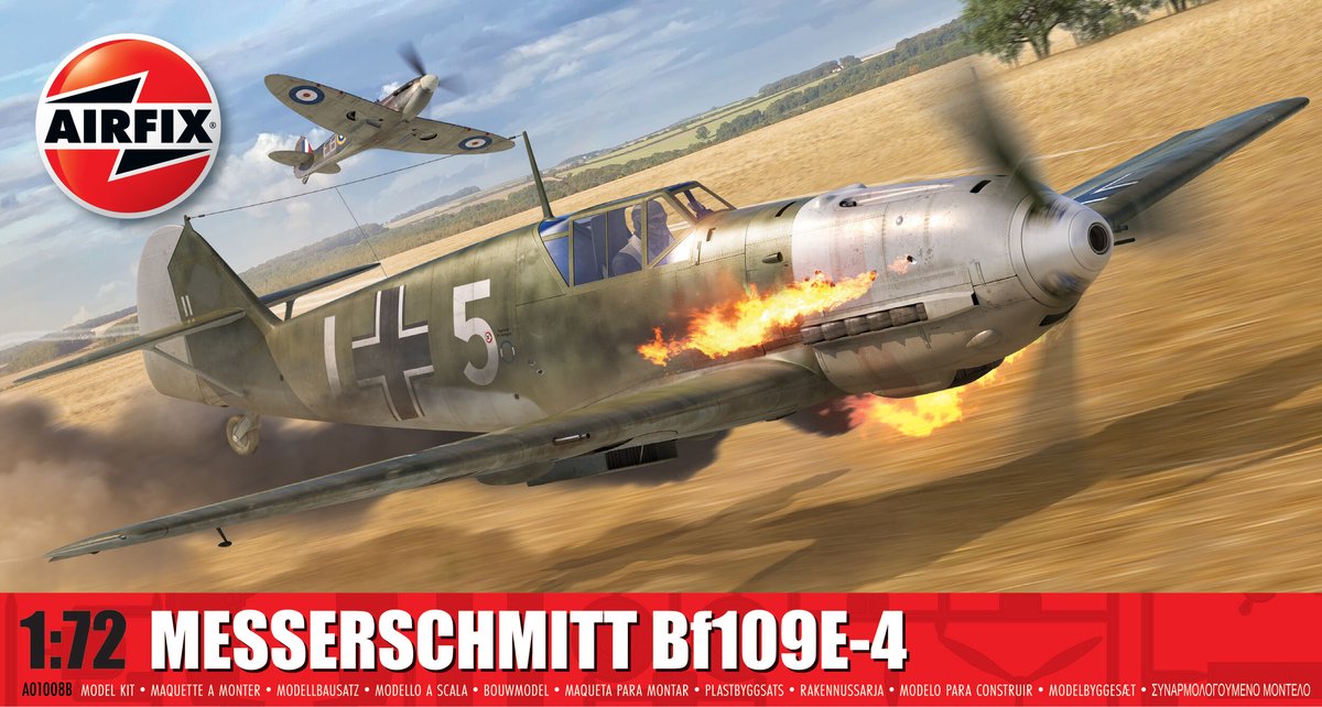 Airfix Modellbausatz Flugzeug – 01008b Messerschmitt bf109e-4 – Flugzeug aus Kunststoff – 1:72 – Modellbau