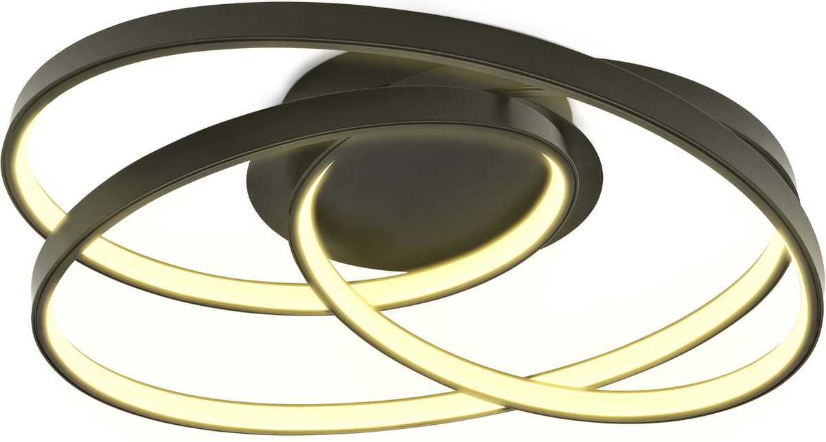 B.K. Licht - LED-Deckenleuchte - Ring-Deckenleuchte - Schwarz - L: 39cm - warmweißes Licht 3.000 K - 35W