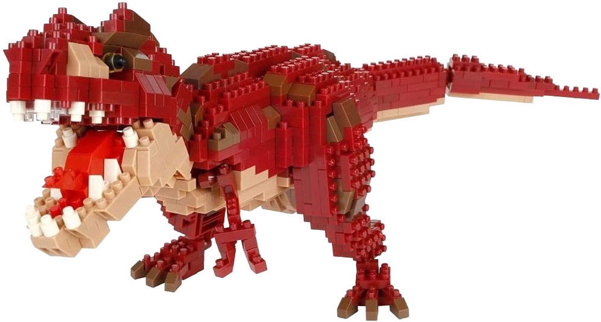 Bandai – Nanoblock – Dinosaurierfigur – Tyrannosaurus Rex Deluxe – Ziegelfigur 850 Teile – Bauset, Montagemodell – Bausatz, Spielzeug, Kinder ab 12 Jahren, Teenager, Erwachsene – NBC031