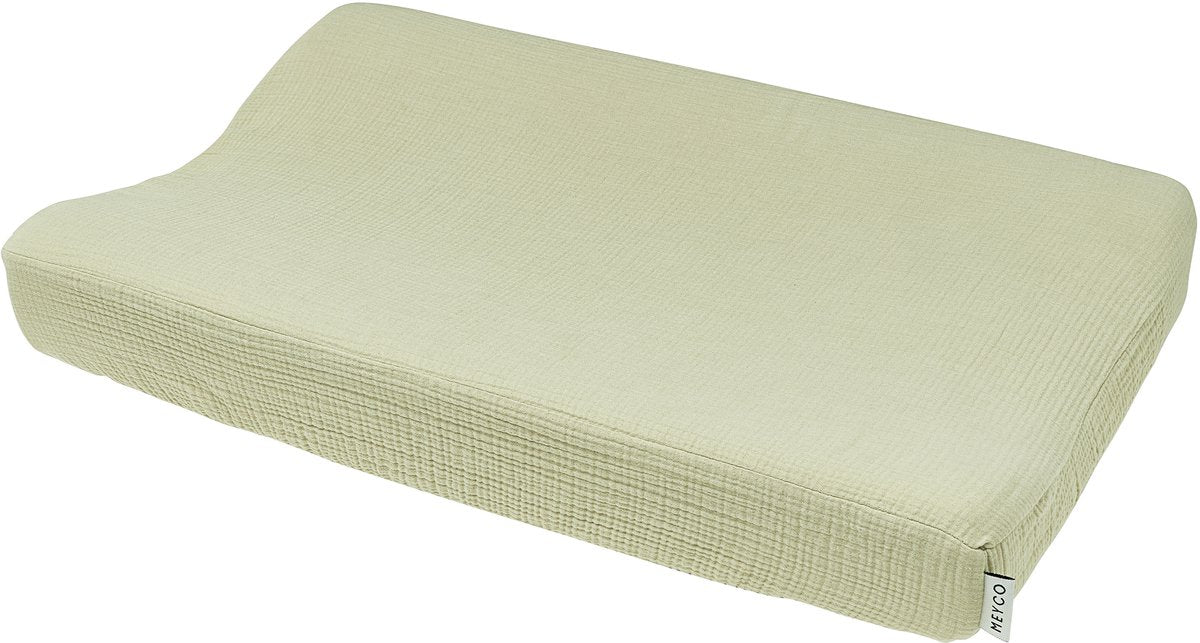 Meyco Baby Uni Wickelauflagenbezug – vorgewaschen, hydrophil – weiches Olivgrün – 50 x 70 cm
