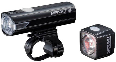 Cateye Ampp400s + Nano60 Lichtset – Fahrradbeleuchtung – Lumen: 400 60 – USB wiederaufladbar – Schwarz