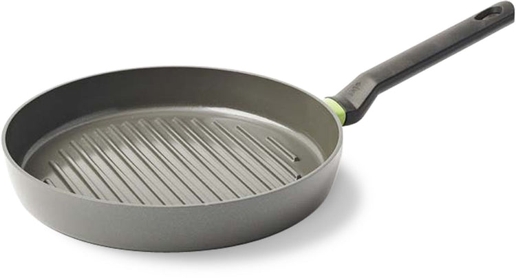 BK Balance Keramik-Antihaftbeschichtung, runde Grillpfanne ø28 cm – PFAS-frei – Induktions-Grillpfanne – ofenfest bis 160 °C – spülmaschinenfest – Kaltgriffe – ohne Deckel – grau