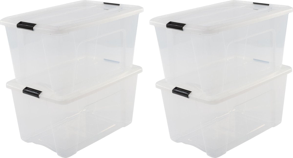 Iris Topcase Aufbewahrungsbox – 45l – Kunststoff – transparent schwarz – 4er-Set