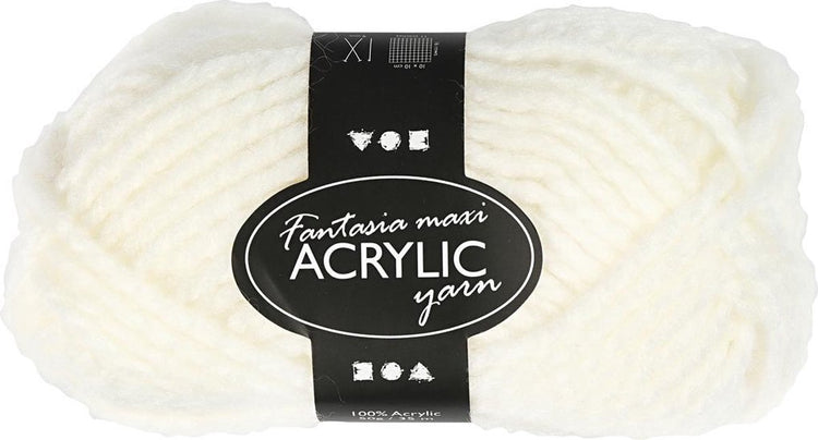 Creativ Company Fantasia Acrylgarn, L: 35 m, Maxi, gebrochenes Weiß, 50 g 1 Knäuel