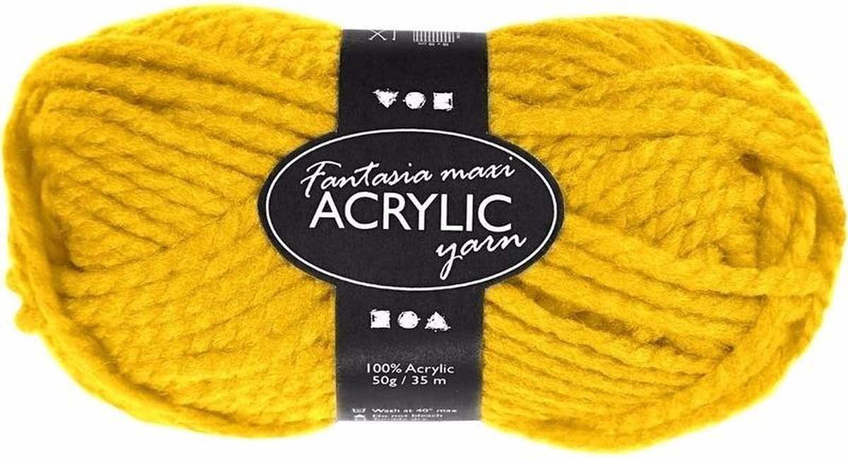 Creativ Company Fantasia Acrylgarn, L: 35 m, Maxi, Gelb, 50 g 1 Knäuel