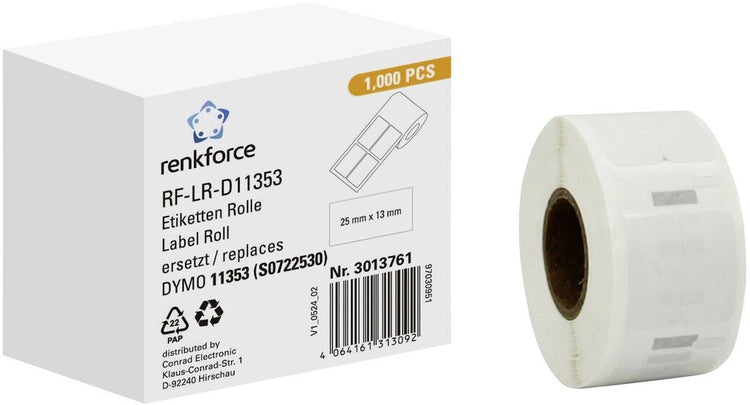 Renkforce RF-6027522, weiß, selbstklebendes Druckeretikett, Endlosetikett, Rolle, Papier, Thermodirekt