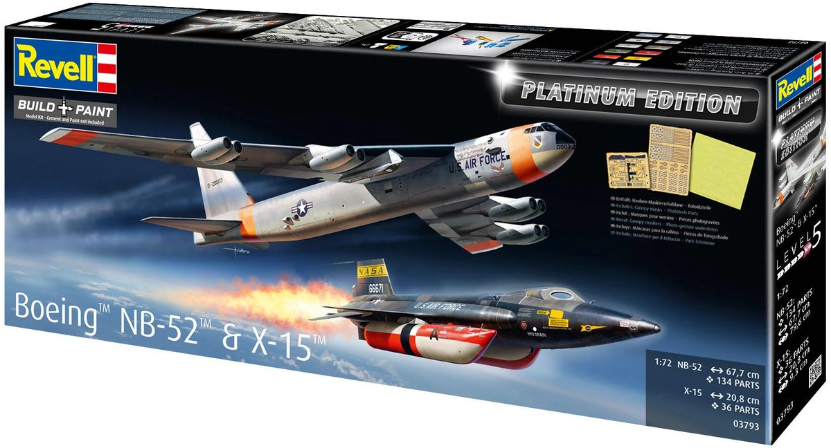 Revell 03793 Boeing NB-52 X-15 Combo Set – NASA-Testflugzeuge – Modellbausatz im Maßstab 1:144
