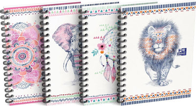 Oxford Boho Spirit Spiralblock, ft A6, 50 Seiten, kariert 5 mm, verschiedene Farben
