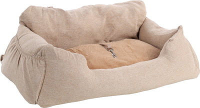 Flamingo Autositz Hund – Autositz Megan Beige – 82x60x15cm – sicheres, bequemes Rücksitzmodell – waschbare Bezüge und rutschfeste Unterseite