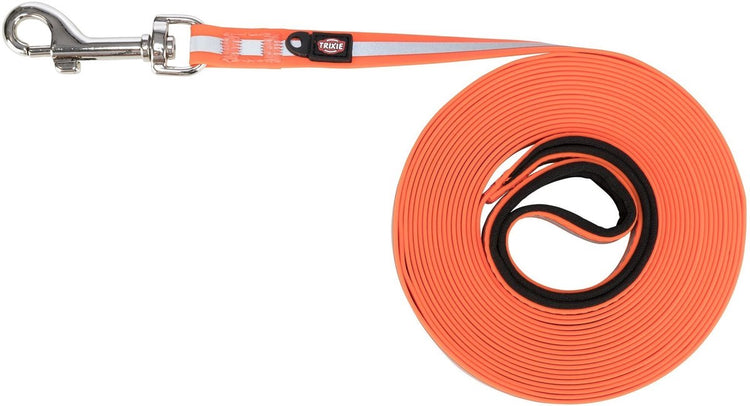 Trixie Hundeleine – reflektierend orange 10 m x 1,7 cm – wasserabweisendes PVC, Handschlaufe