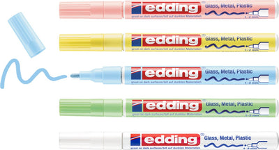 Edding 751 Glanzlackmarker – 5 pastellfarbene Lackmarker – runde Spitze von 1–2 mm