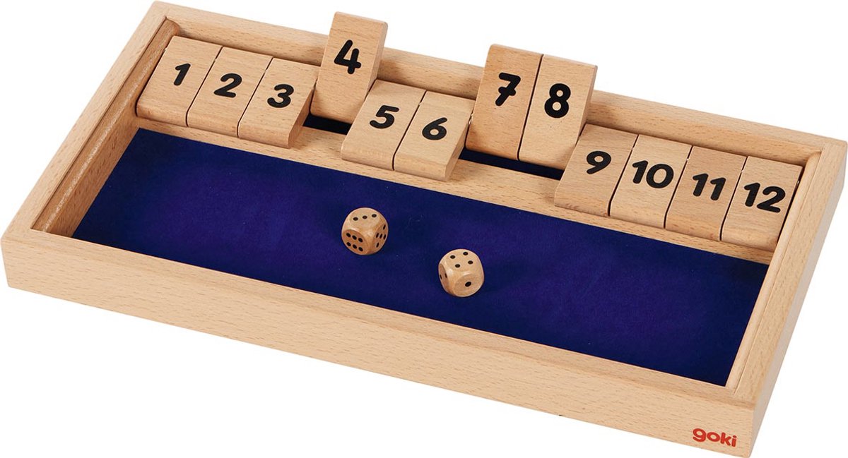 Goki Würfelspiel – Schließe die Box – Holz – 2 Würfel – 6 Jahre