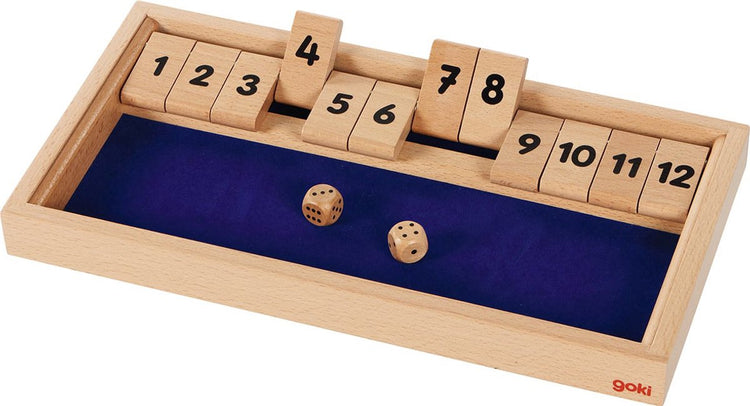Goki Würfelspiel – Schließe die Box – Holz – 2 Würfel – 6 Jahre