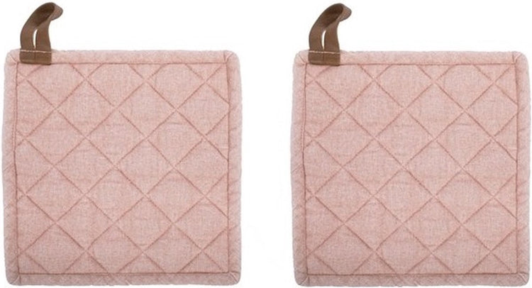 Markenlose Sans Marque Tiseco Myrna Topflappen – Baumwolle – Set mit 2 Stück – 20 x 20 cm – Rosa