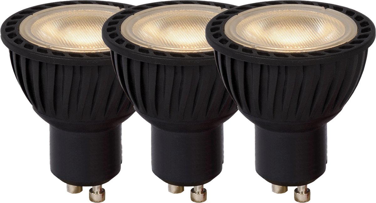 Lucide mr16 – LED-Lampe – ø 5 cm – LED dimmbar – GU10 – 3 x 5 W 3000 K – Schwarz – 3er-Set