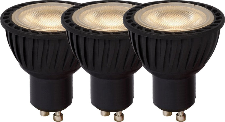 Lucide mr16 – LED-Lampe – ø 5 cm – LED dimmbar – GU10 – 3 x 5 W 3000 K – Schwarz – 3er-Set