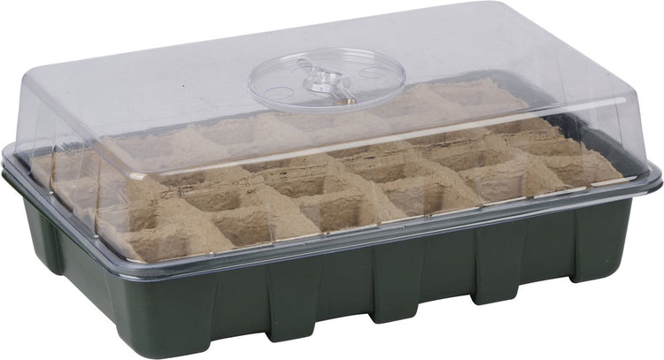 Kinzo-Gewächshaus – 2er-Set – Anzuchtbox mit 12 Zellen – Mini-Gewächshaus zum Anbau von Kräutern – 30 x 19,5 x 10,5 cm