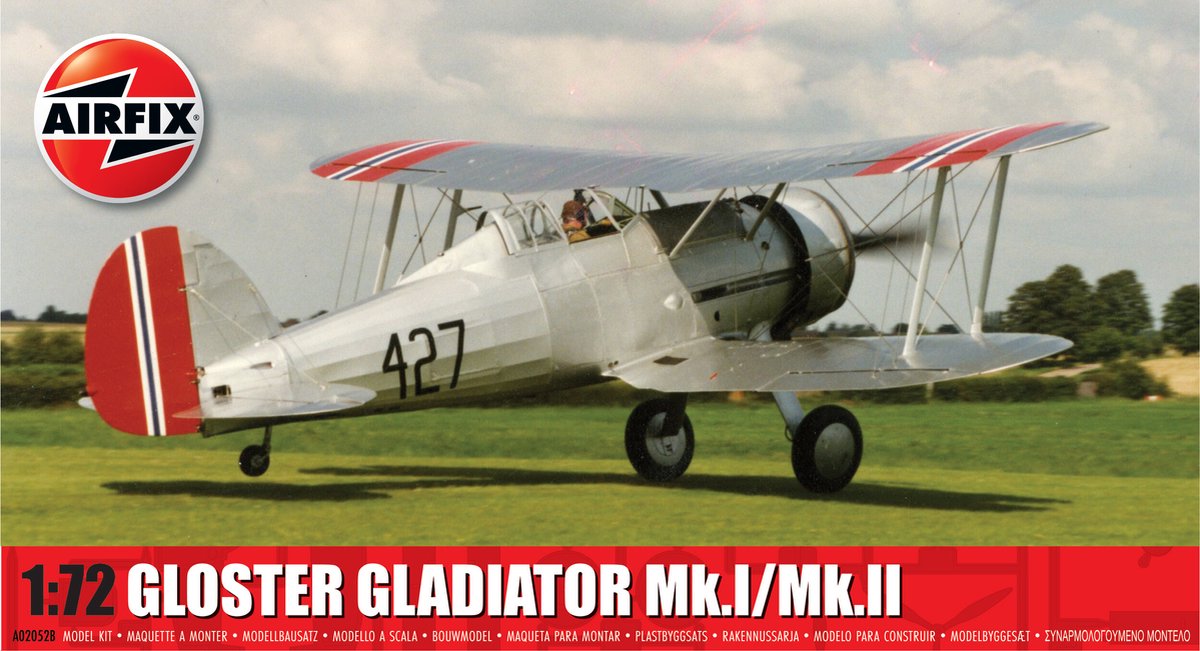 Airfix Modellbausatz Flugzeug – 02052b Gloster Gladiator Mk.i II – Propellerflugzeug aus Kunststoff – 1:72 – Modellbau