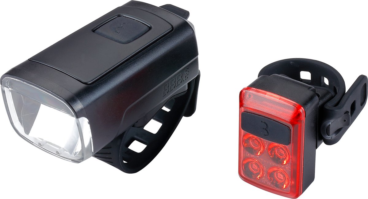 Bbb Cycling Stud50 Combo Fahrradlichter LED-Set Weiß und Rot – Fahrradbeleuchtungsset – USB wiederaufladbar – Vorderlicht 200 Lumen, Rücklicht 50 Lumen – BLS-231