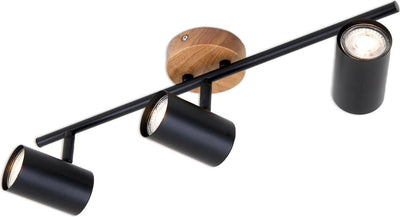 Briloner Holzstil - Deckenlampe - Deckenlampe - Strahler drehbar - 3-flammig - GU10 - Material: Holz und Metall - Farbe: Schwarz