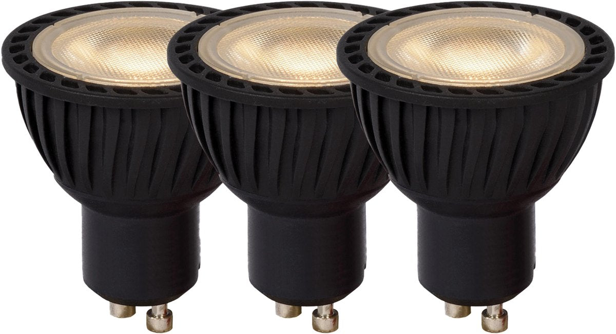 Lucide mr16 – LED-Lampe – ø 5 cm – LED dimmbar – GU10 – 3 x 5 W 3000 K – Schwarz – 3er-Set