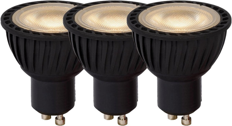 Lucide mr16 – LED-Lampe – ø 5 cm – LED dimmbar – GU10 – 3 x 5 W 3000 K – Schwarz – 3er-Set