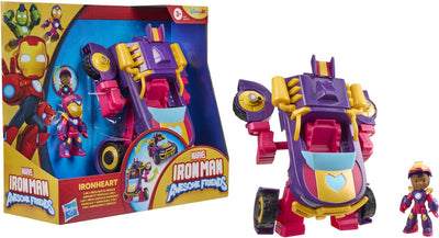 Hasbro Marvel Iron Man und seine fantastischen Freunde Ironheart, 2-in-1-Mech-Anzug und Fahrzeug, Actionfigur und Spielzeugfahrzeug