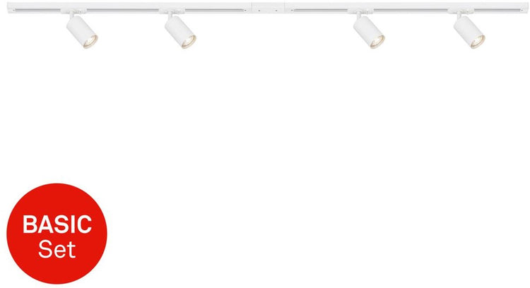 Briloner Schiene - Schienenbeleuchtung - Aufbaustrahler - Starterset Aufbauschiene - 4x GU10 Strahler - drehbar - 150 cm - Weiß