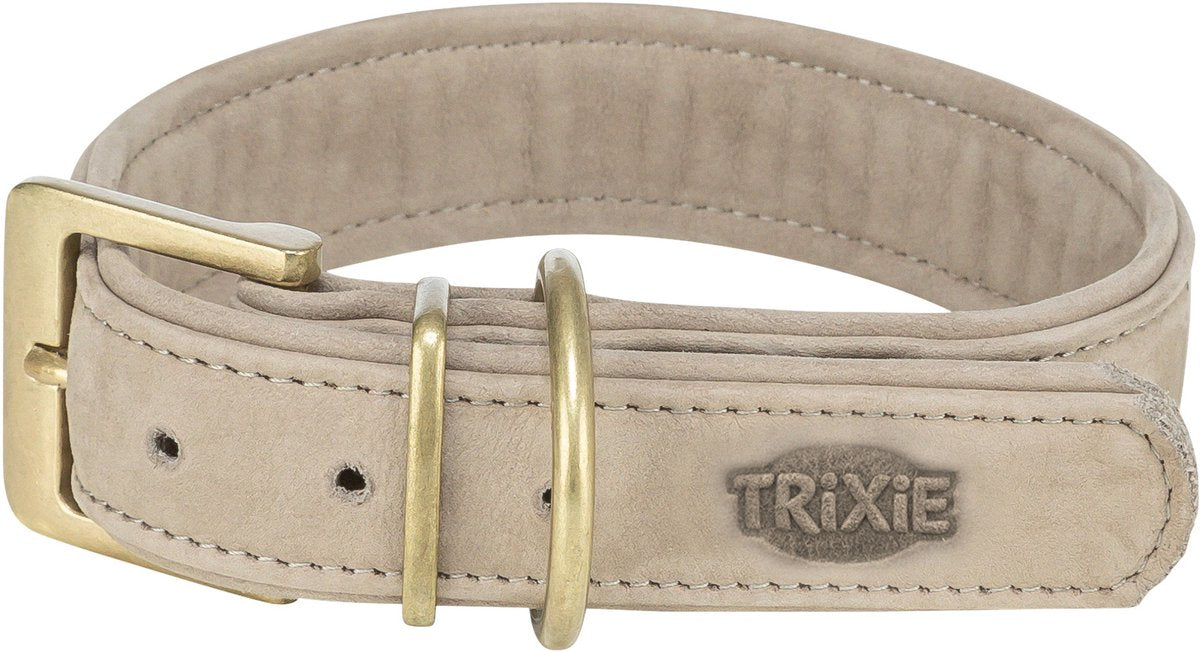 Trixie Hundehalsband - Nubukleder hellgrau S-M 31-37x3 cm - bequem und doppelt gefüttert