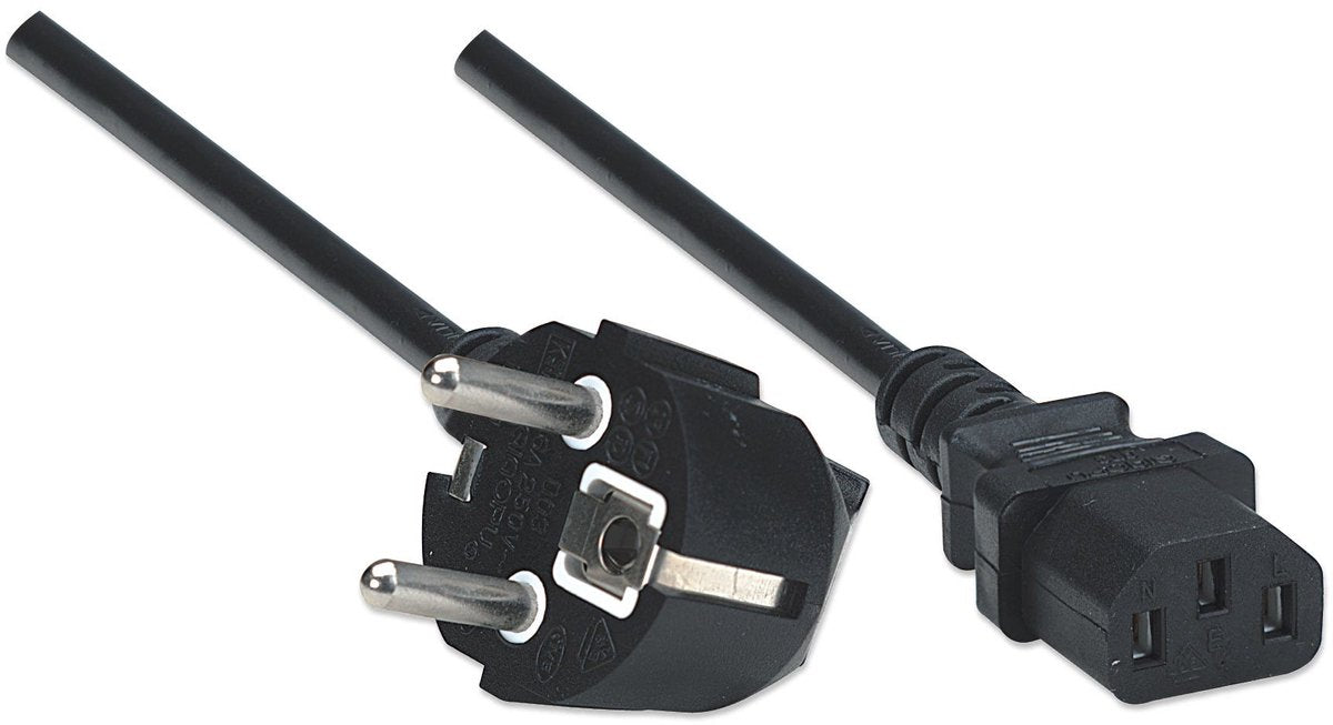 Manhattan 300148 Elektrokabel schwarz 1,8 m Netzstecker Typ E C13-Stecker