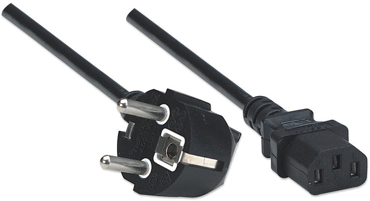 Manhattan 300148 Elektrokabel schwarz 1,8 m Netzstecker Typ E C13-Stecker