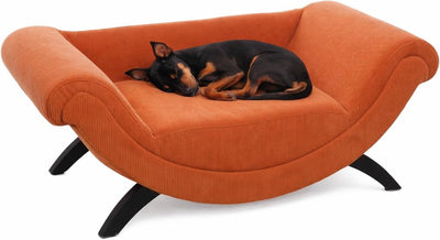 Hundebett Flamingo – Sofa Hund – Sofa Katze – Dingo rechteckig orange – 80 x 43 x 28 cm – Holzbeine – waschbar – Luxus-Hundesofa