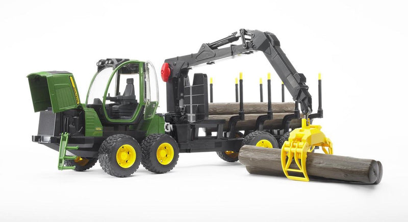 Bruder John Deere 1210e Forwarder mit vier Baumstämmen und