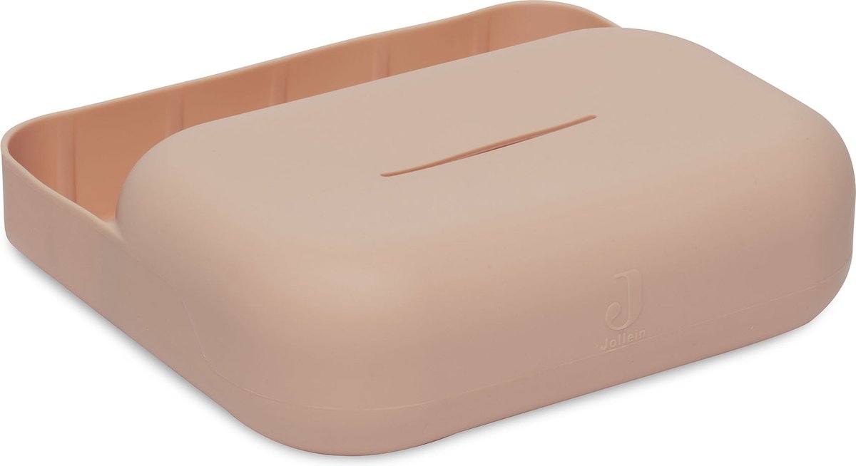 Jollein – Box für Babyfeuchttücher (blassrosa) – Silikon – alle Hauttypen – Halter für Babyfeuchttücher