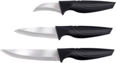 Alpina 3-teiliges Messerset - Universal-, Schäl- und Tourenmesser - schwarze Griffe - Edelstahl