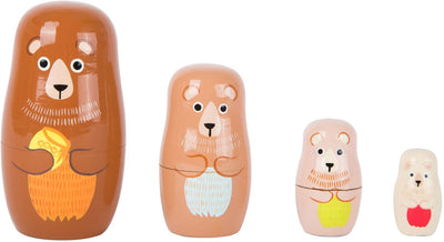 Kleine Fußholzmatryoshka -Puppen tragen Familie
