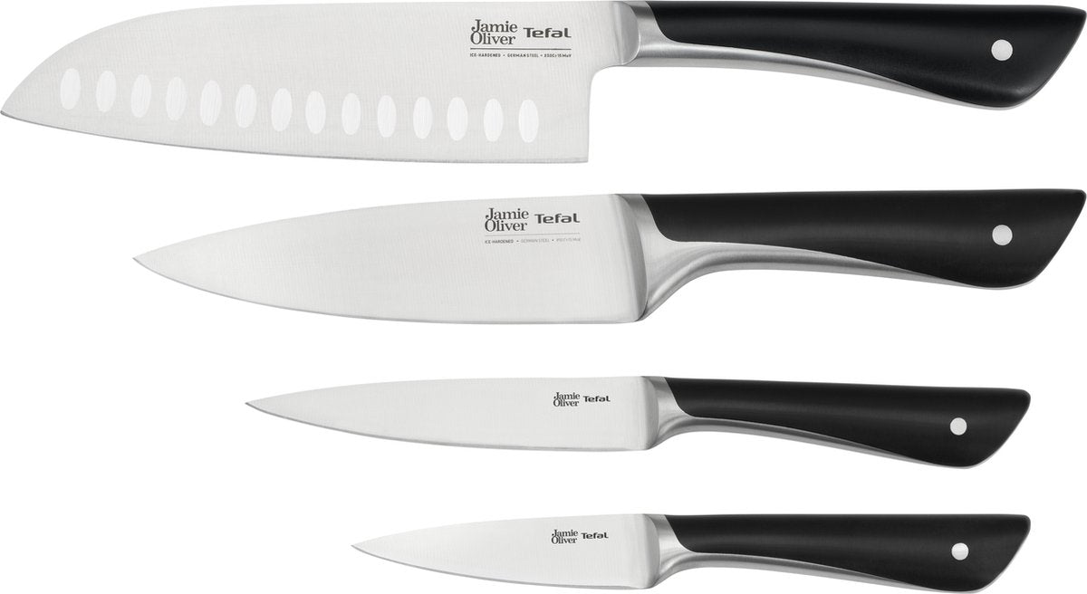 Jamie Oliver by Tefal Messerset – 4-teilig – Edelstahl – ergonomisch – für den professionellen Einsatz
