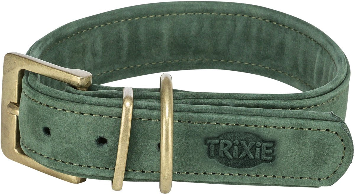 Trixie Kragenhund reines Leder Saliegroen