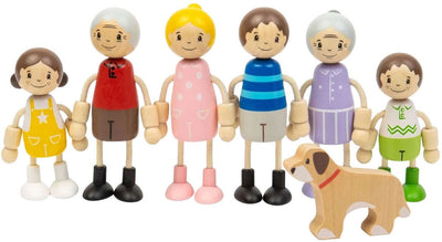 Bigjigs Puppenhaus-Familie aus Holz – 7-teilig.