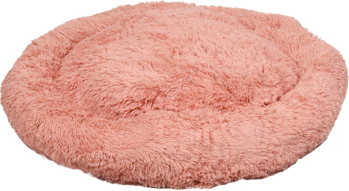 Flamingokorb Krems – rund – altrosa – 90 x 65 x 18 cm – bequemer Korb für mittelgroße Hunde wie Beagle, Cocker Spaniel und Shiba Inu