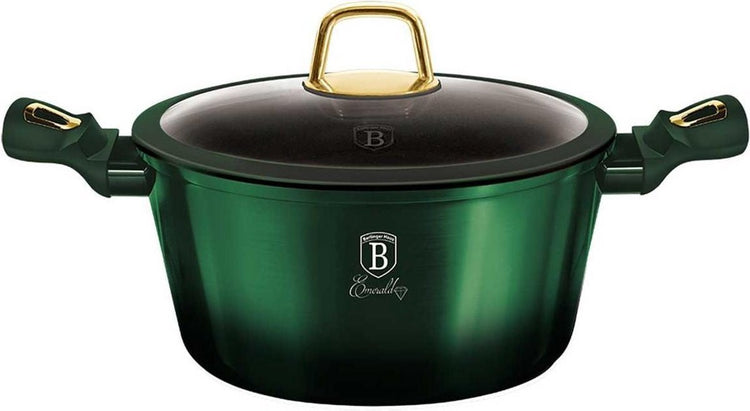 Berlingerhaus Berlinger Haus 6058 – Bratpfanne mit Titanbeschichtung – 24 cm – mit Deckel – Smaragd-Kollektion