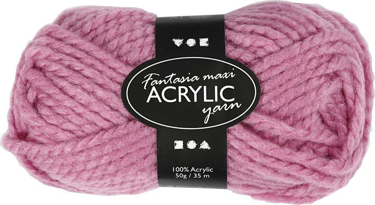 Creativ Company Fantasia Acrylgarn, L: 35 m, Maxi, Rosa, 50 g 1 Knäuel