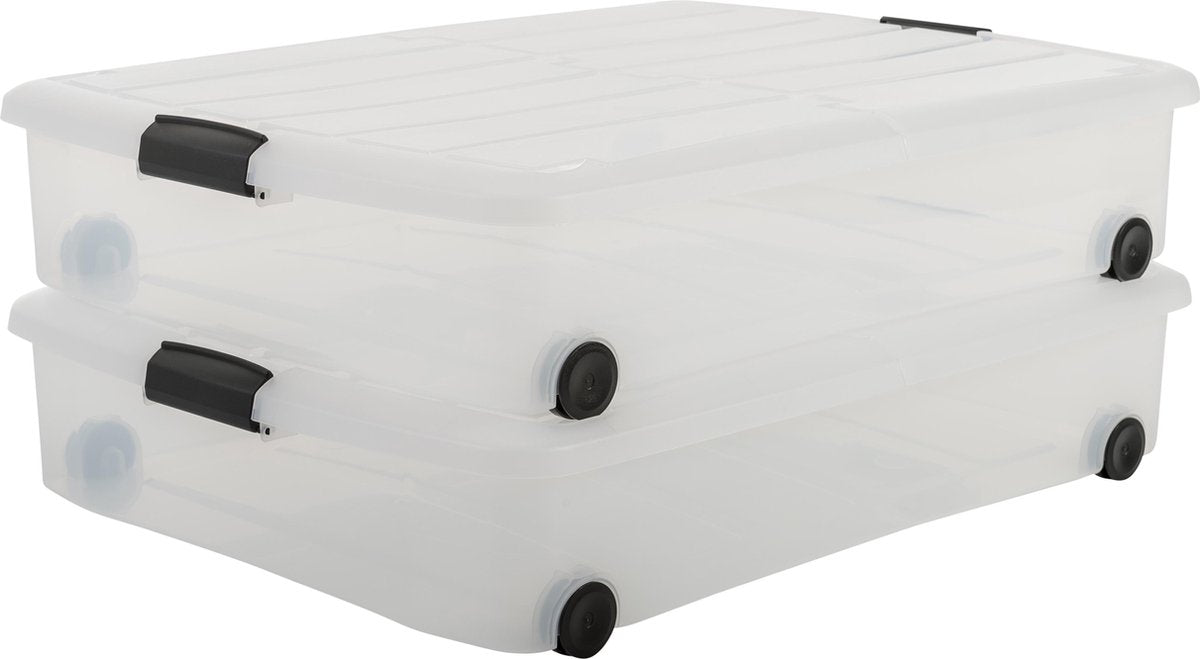 Iris Clearbox Aufbewahrungsbox – unter dem Bett – 50 l – transparent – mit Rollen – 2er-Set