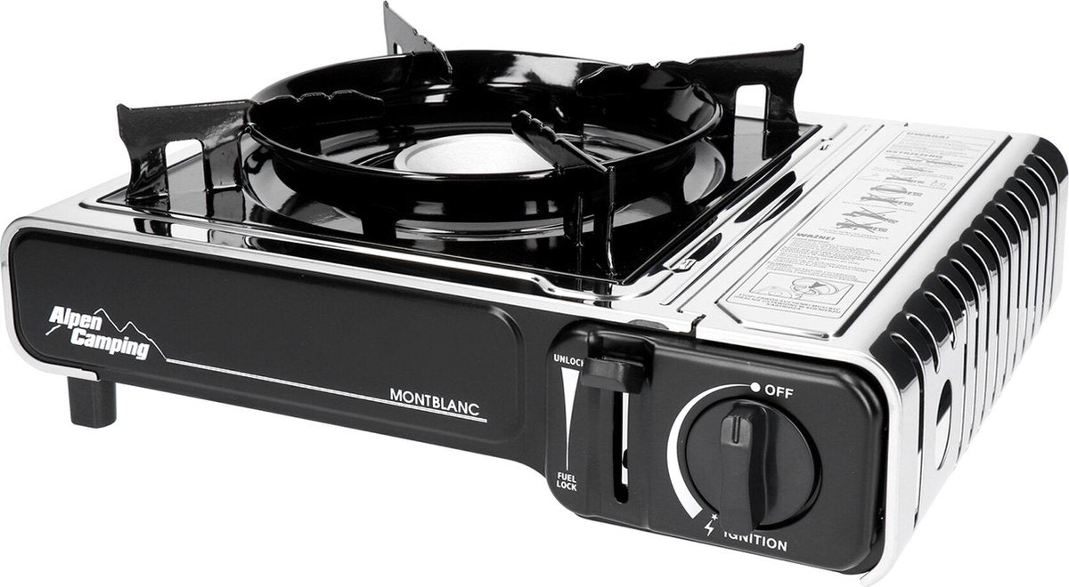 Alpen Camping - Gaskocher 2,2 kW mit Gaskocherkreuz | Campingkocher - Gasverbrauch 160 g h Piezozündung